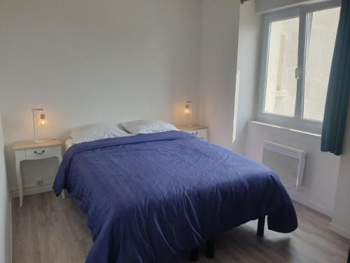 Postel nebo postele na pokoji v ubytování Appartement 4 personnes vue mer à Santec au pied de la plage du Dossen