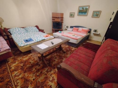 a living room with a couch and a table at T.I.M. in Bela Crkva
