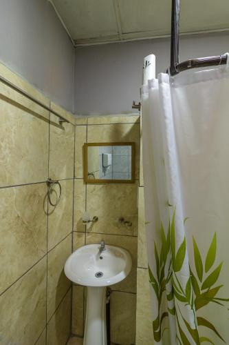 a bathroom with a sink and a shower at Delcafetalcr in San José
