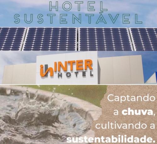 a collage of photos of a hotel sign and a water fountain at Inter Hotel in Recife