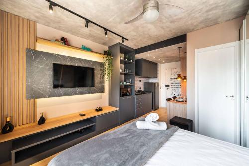 Nhà bếp/bếp nhỏ tại LA6 Studio Aconchegante Com Acesso Rápido ao Metrô