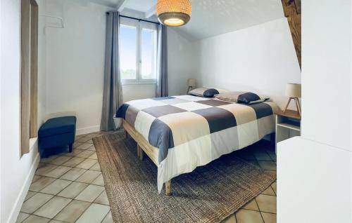 1 dormitorio con 1 cama en una habitación con ventana en Awesome Apartment In Maulon Darmagnac With Wifi, en Mauléon-dʼArmagnac