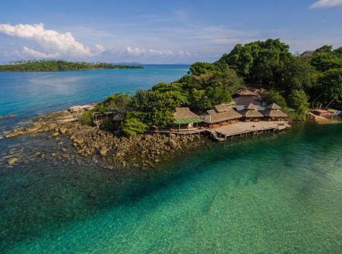 an aerial view of an island in the water at Captain Hook Resort @Koh Kood in Ko Kood