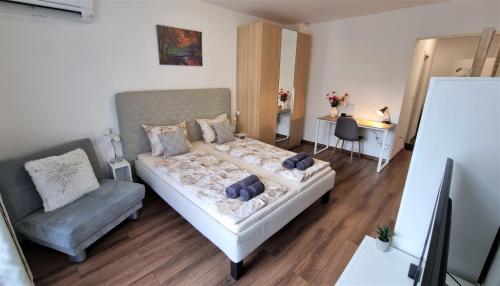 Ένα ή περισσότερα κρεβάτια σε δωμάτιο στο Luxury Quiet Apartment in the City Center