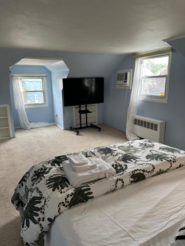 una camera con letto e TV a schermo piatto di Destiny’s Place a Franklin Square