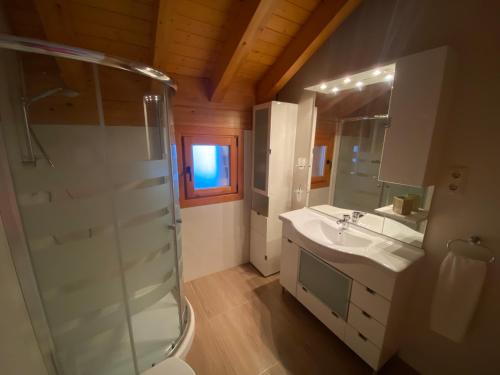 a bathroom with a shower and a sink at Era de Caçador in Llavorsí