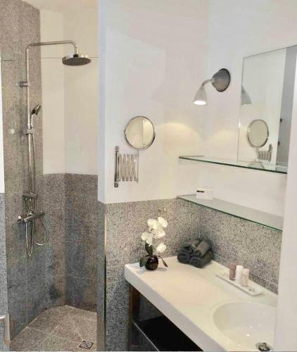 Ένα μπάνιο στο maison bertuli Oliviers Aircon, heated saltwater Pool, 2 Bedrooms