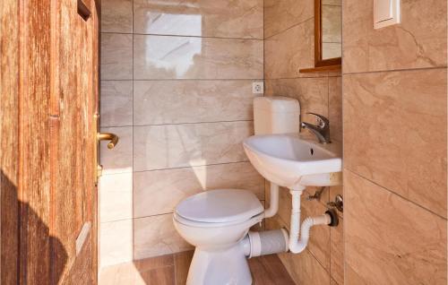 ein Bad mit einem WC und einem Waschbecken in der Unterkunft Stunning Home In Klostar Ivanic With Sauna in Kloštar Ivanić