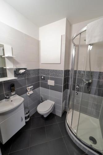 a bathroom with a toilet sink and a shower at Formule in Pürstein