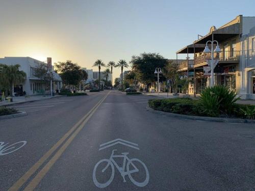 a bike lane in the middle of a street at St Petersburg Vacation Rentals in St Petersburg