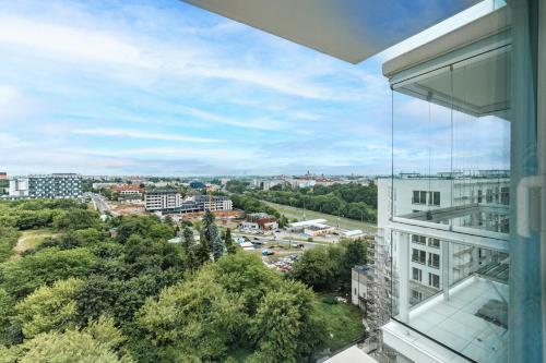 Pemandangan umum bagi Lublin atau pemandangan bandar yang diambil dari apartmen