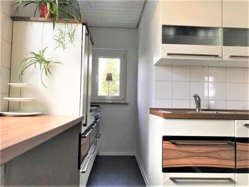 een keuken met witte kasten en een wastafel bij Frau Holle in Wolfhagen