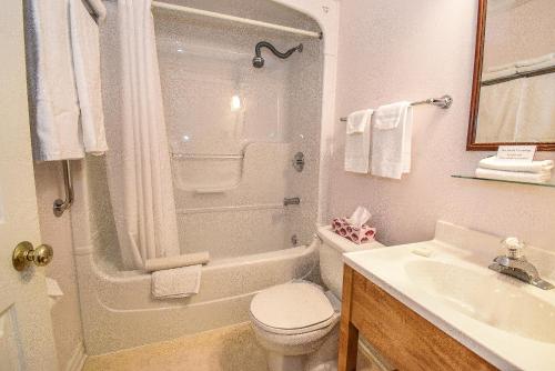a bathroom with a toilet and a tub and a sink at Blairpen House Country Inn in Niagara-on-the-Lake