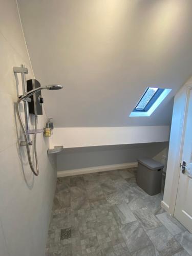 uma casa de banho com WC e uma janela na parede em Inkwell em Chippenham
