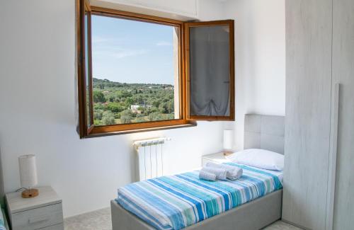 a bedroom with a bed and a large window at Budget Beds in Alghero