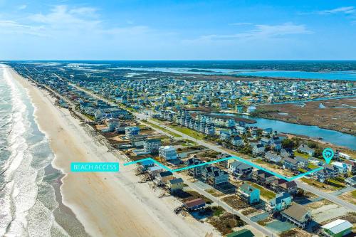 an aerial view of a beach with condos at Vanodi Landing in North Topsail Beach