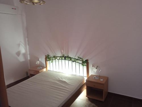 a bedroom with a bed and two night stands at Denise Villa in Platánion