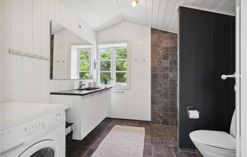 Bjerregårdにある2 Bedroom Pet Friendly Home In Hvide Sandeのバスルーム(シンク、洗濯機付)