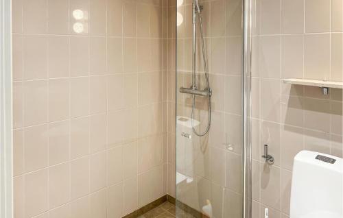 維斯比的住宿－Stunning Apartment In Visby With Wifi，带淋浴的浴室和玻璃门