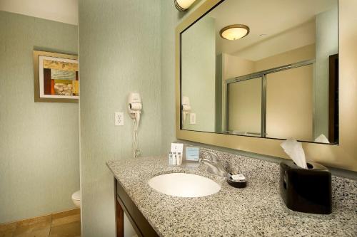 łazienka z umywalką i dużym lustrem w obiekcie Hampton Inn Pampa w mieście Pampa