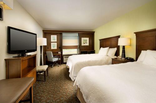 Pampa的住宿－潘帕希爾頓恆庭酒店，酒店客房设有两张床和一台平面电视。