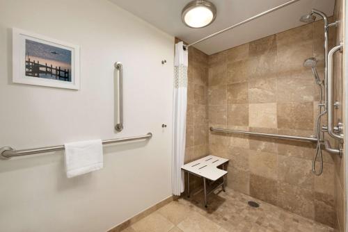 a bathroom with a shower and a toilet at Hampton Inn Appleton-Fox River Mall Area in Appleton