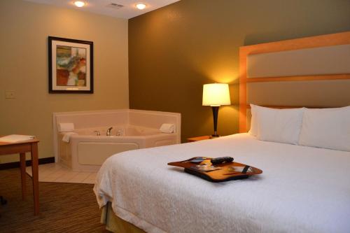 a hotel room with a bed and a bath tub at Hampton Inn & Suites Kalamazoo-Oshtemo in Oshtemo