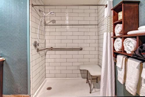 bagno con doccia e sedia di Hampton Inn Beaufort a Beaufort