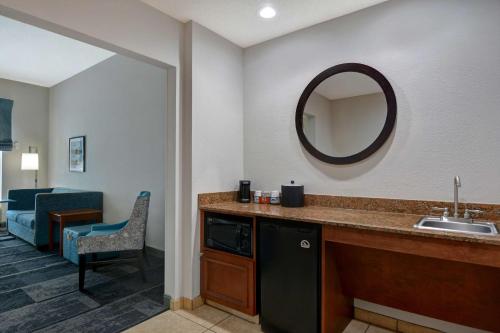 a bathroom with a sink and a mirror at Hampton Inn & Suites Birmingham-Hoover-Galleria in Hoover