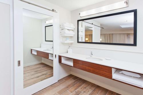 a bathroom with a sink and a mirror at Hampton Inn Bremen in Bremen