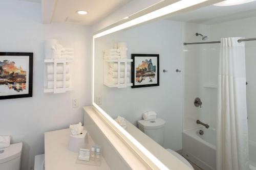 a white bathroom with a shower and a toilet at Hampton Inn & Suites Nashville-Green Hills in Nashville