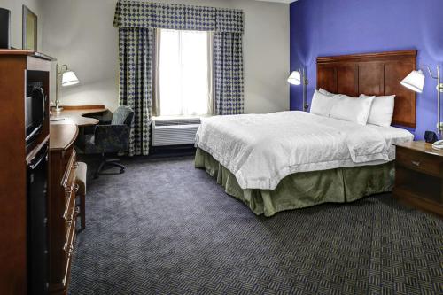 a hotel room with a bed and a window at Hampton Inn Coldwater in Coldwater