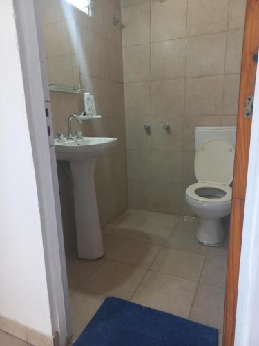 a bathroom with a toilet and a sink at La Yuma en Villars in Villars