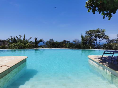 a swimming pool with a chair in the middle at Hotel La Mariposa in Manuel Antonio