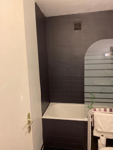 een badkamer met een bad en een wastafel bij Studio in Manosque