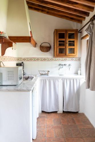 a kitchen with a sink and a counter top at Agriturismo Quarantallina in Buonconvento