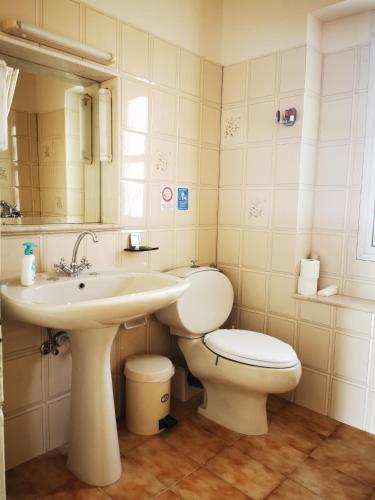 a bathroom with a toilet and a sink at Oikia Ahanasia in Karlovasi