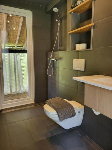 bagno con servizi igienici e lavandino di Out & LODGE Les Spirous a Les Géronsarts
