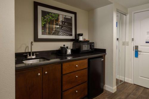 a kitchen with a sink and a microwave at Hampton Inn Columbia I-26/Harbison Blvd in Columbia