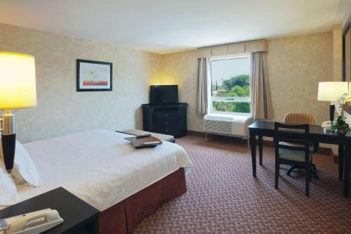 a hotel room with a bed and a desk at Hampton Inn by Hilton Ciudad Victoria in Ciudad Victoria