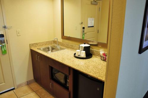 y baño con lavabo y espejo. en Hampton Inn & Suites Cincinnati / Uptown - University Area, en Cincinnati