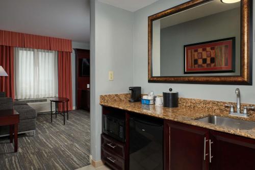 a hotel room with a sink and a mirror at Hampton Inn & Suites Denver/Highlands Ranch in Littleton