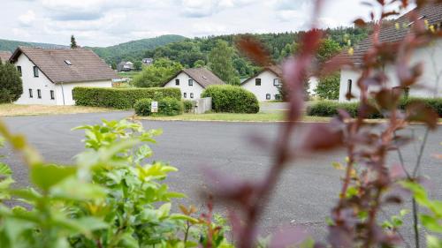 a view of a street with houses and a road at Ferienpark Rursee in Simmerath