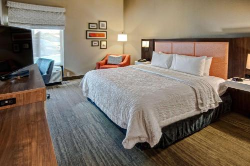 een hotelkamer met een bed en een televisie bij Hampton Inn Elizabeth City in Elizabeth City