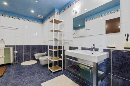 a bathroom with a sink and a toilet at Family Hub in Centre in Bratislava