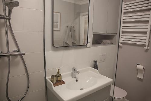 Ένα μπάνιο στο Królewski Apartament nad Zegrzem 206 Luksus