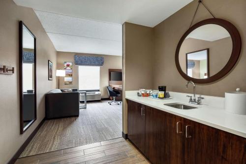 a bathroom with a sink and a mirror at Hampton Inn & Suites Frederick/Fort Detrick in Frederick