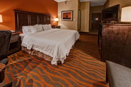 a hotel room with a bed and a television at Hampton Inn Clarksville in Clarksville