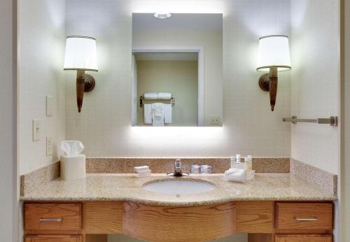 a bathroom with a sink and a mirror at Homewood Suites Hagerstown in Hagerstown