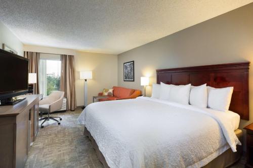 a hotel room with a large bed and a television at Hampton Inn Houston Near the Galleria in Houston